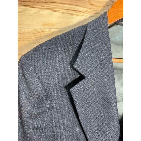 Chaps Ralph Lauren Vintage Men's Size 42 100% Virgin Wool Gray Striped Two Butto - Picture 5 of 16